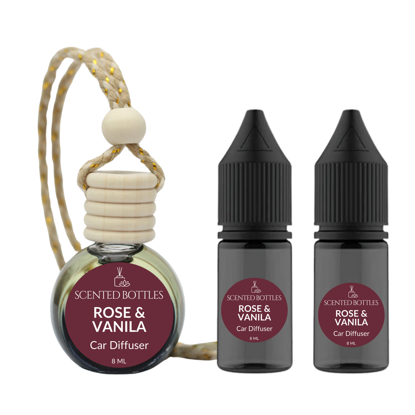 Rose & Vanilla - Black Shade Car Diffuser