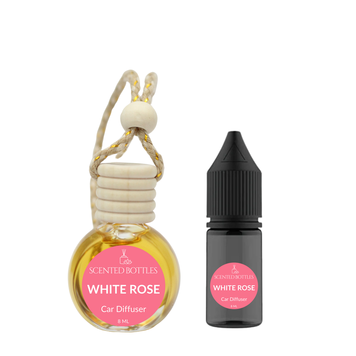 White Rose - Round Hanging Car Diffuser